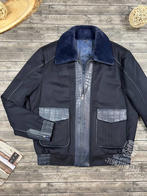 Куртка Angelo Galasso со вставками из кожи крокодила