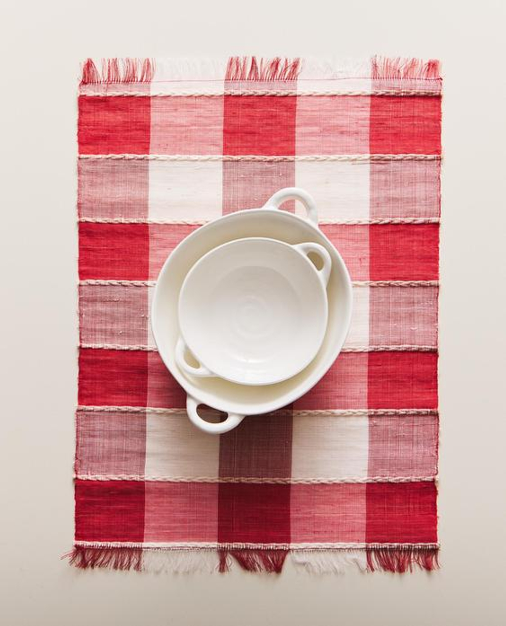 ZARA HOME ПОДСТАВКА ПОД СТОЛОВЫЕ ПРИБОРЫ В КЛЕТКУ, КРАСНЫЙ