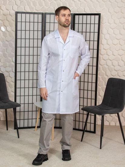 Халат мужской М-015 (белый/кнопки)
