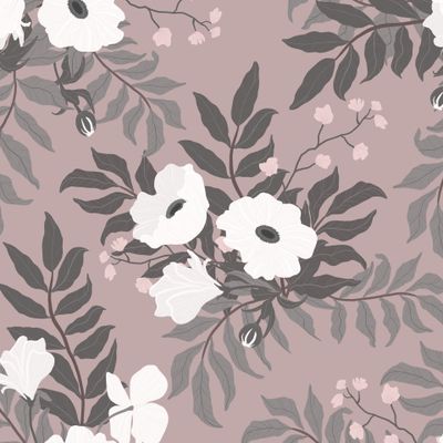 белые цветы на пыльно-розовом фоне