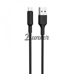 Кабель USB-micro-USB Hoco X25, черный пластик штекер, круглый черный ПВХ, 1м