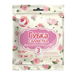 Губка-салфетка ГОЛУБУШКА "Супервпитывающая" 15х15см, 3 шт целлюлоза