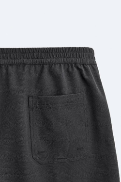 ZARA ДЛИННЫЕ ПЛАВКИ ИЗ РЕЛЬЕФНОЙ ТКАНИ, ЧЕРНЫЙ