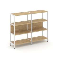 Shelf System Двухсекционный стеллаж трехярусный SN.STM-321 Тиквуд Светлый/Металл Белый 1590*400*1246