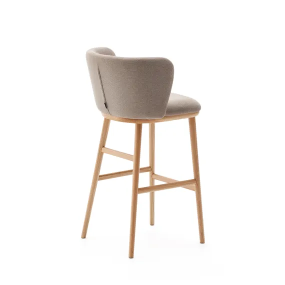 Барный стул Ciselia, коричневый шенилл, каркас из массива ясеня