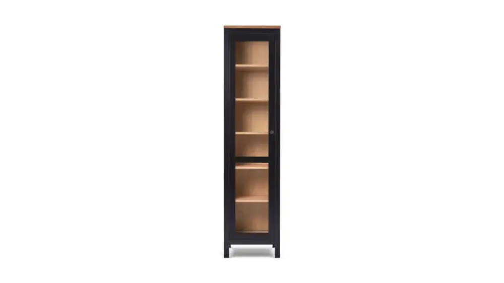 Шкаф-витрина стекло/стекло - аналог IKEA HEMNES / ХЕМНЭС/ ХЕМНЕС / КЫМОР / ИКЕА 49х198х37 см, черный/светло-коричневый