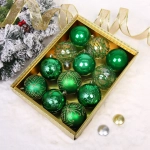 Новогодние шары «Волшебство ночи» 8 см (набор 12 шт), Зеленый