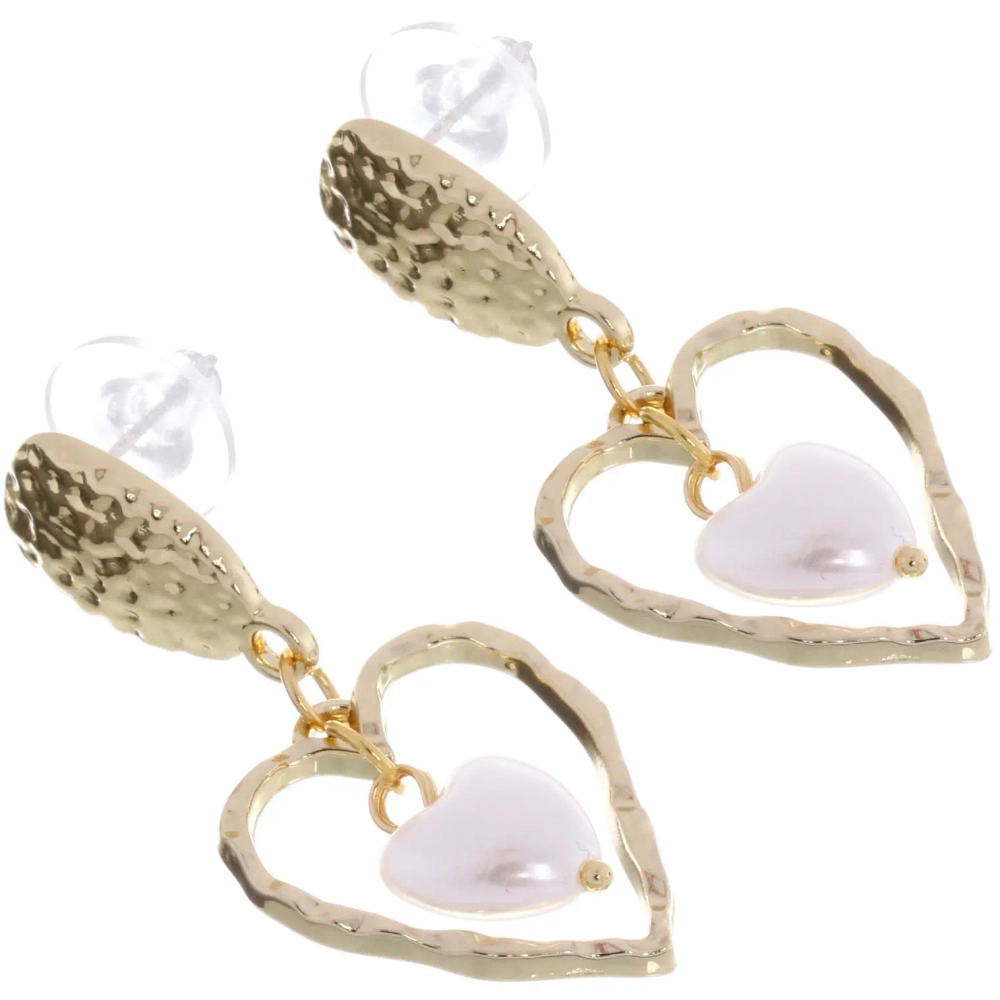 Серьги «ЭЛЛОДИ», сердечки, цвет золото и серебро, 3,5*3,5см