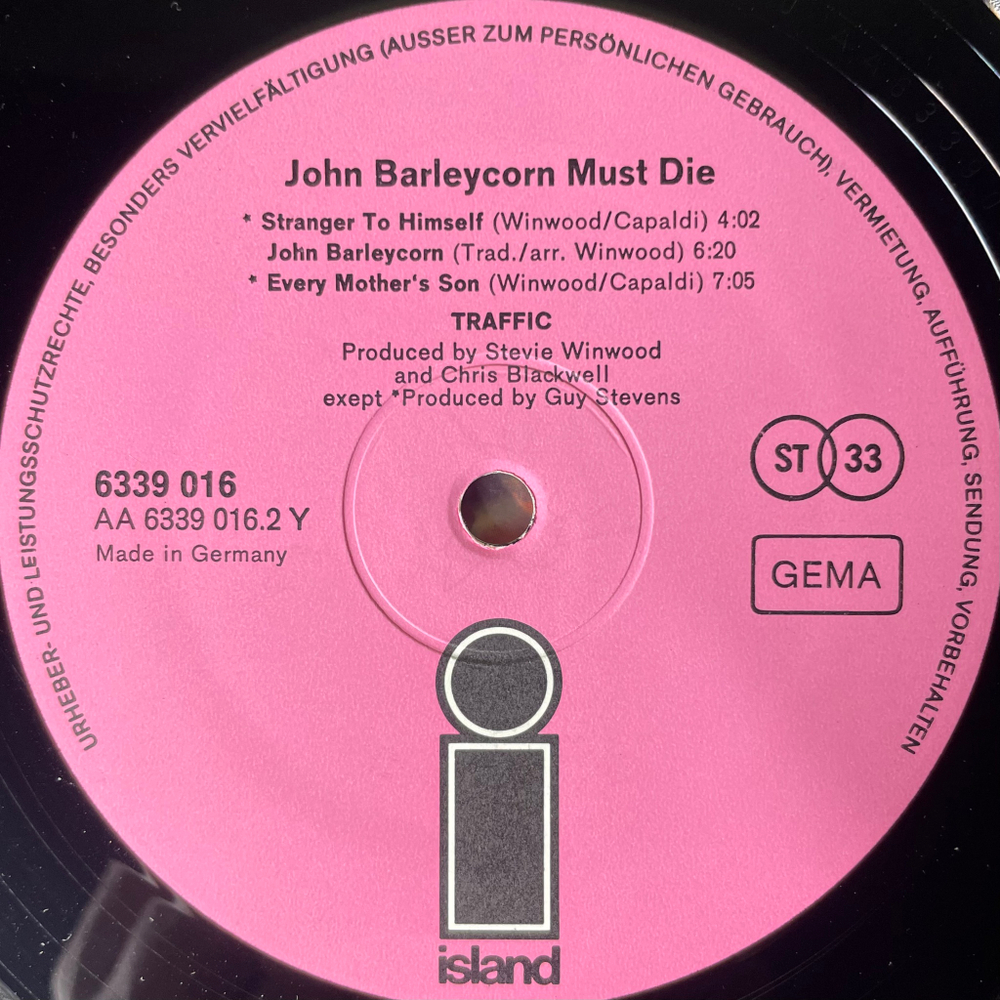 Traffic ‎– John Barleycorn Must Die (Германия)