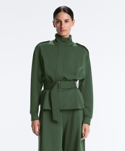 Oysho Куртка с поясом, зеленый