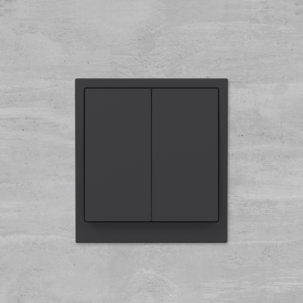 Кнопка двухклавишная, KANT, черный уголь