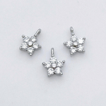 Подвеска Цветок, цвет серебро (родий), фианиты, размер 6,5*5 мм, цена за 1 шт