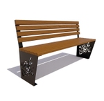 Скамейка стальная "Роза" лиственница 1,8м, без подлокотников, тик