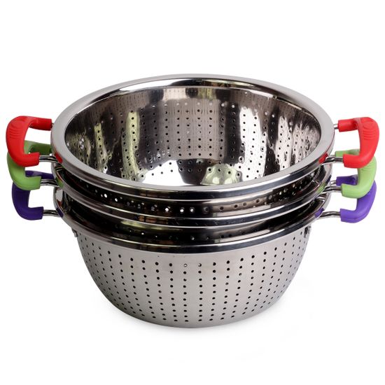 Дуршлаг 26 см. из нержавеющей стали Kamille KM 4359 с двумя силиконовыми ручками