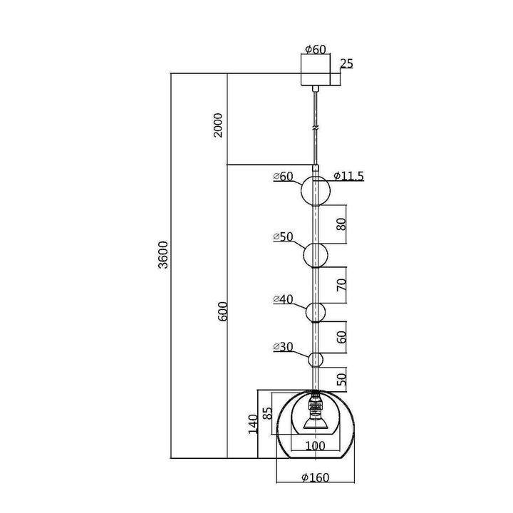 Подвесной светильник Maytoni Ros MOD227PL-01B