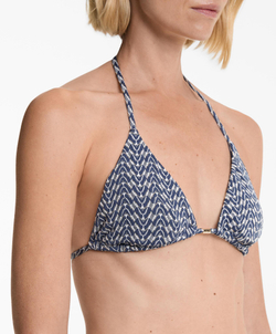 OYSHO Жаккардовый треугольный топ бикини, темно-синий
