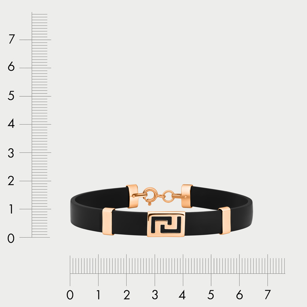 Браслет женский каучуковый с вставкой из розового золота 585 пробы (арт. 7114к)
