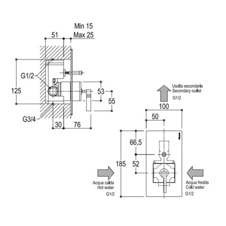 Дизайнерский смеситель для душа Ritmonio Tetris P0BA5150CRL