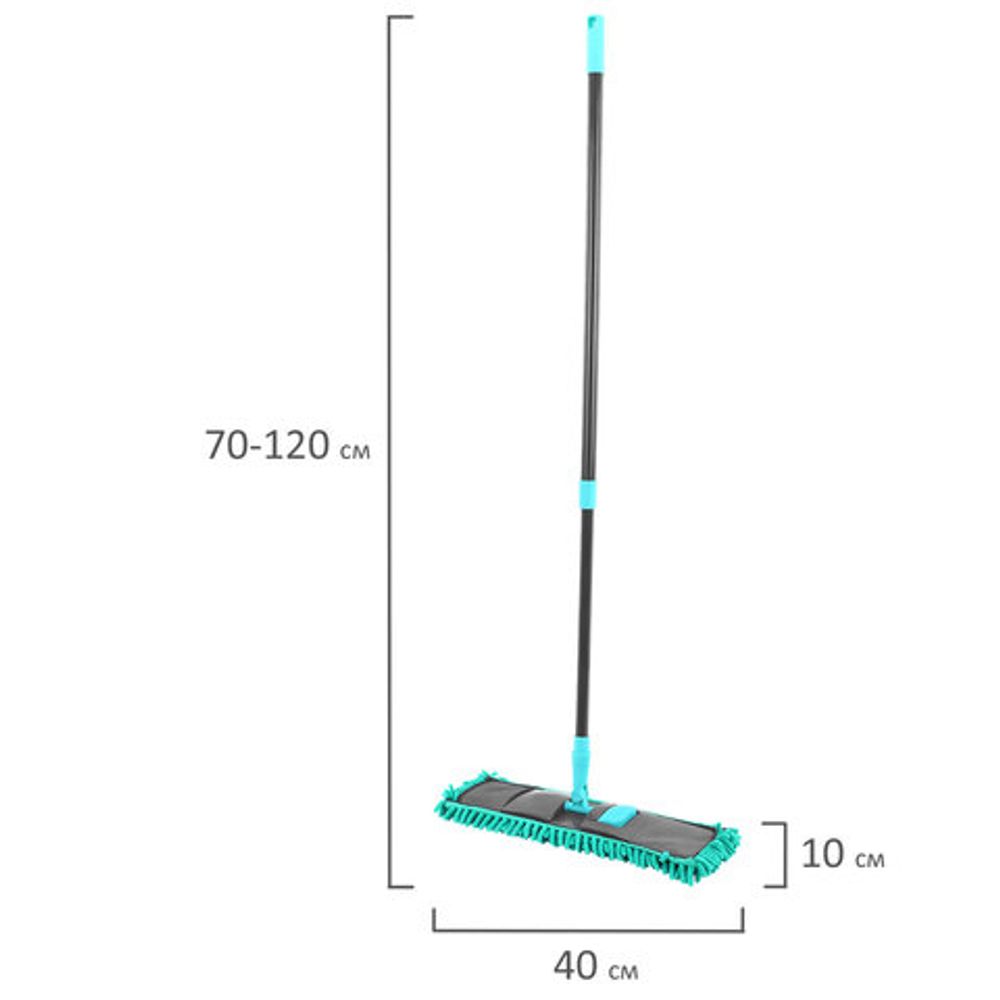 Швабра КОМПЛЕКТ флаундер 40 см + МОП синель (ТИП К) + черенок 70-120 см, ЛЮБАША БЮДЖЕТ, 700051
