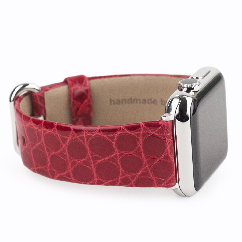 Ремешок для Apple Watch 42/44mm Classic из кожи лаковой аллигатора цвета красный