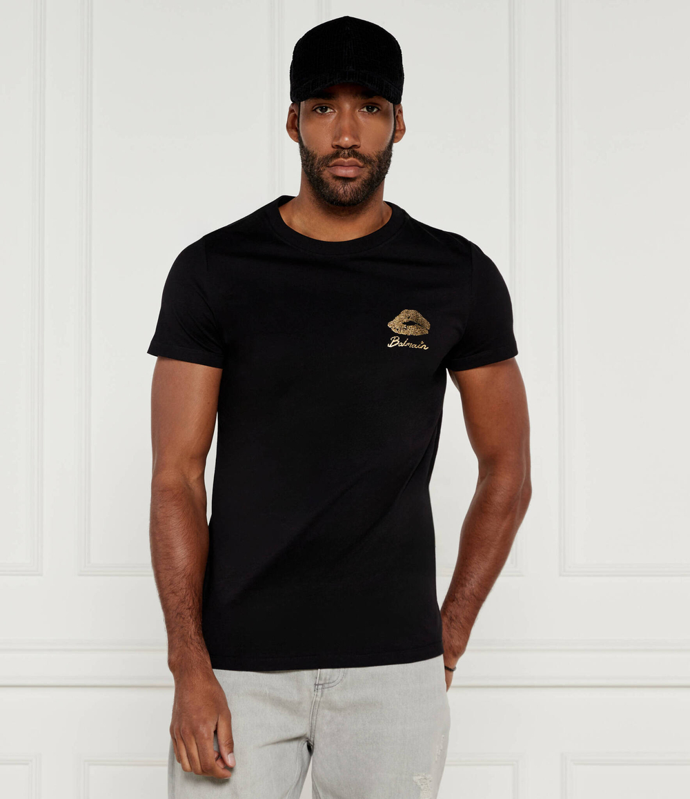 Футболка GOLD KISS Balmain - черный(DH0EF000 GE09)