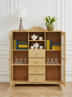 Шкаф витрина, 113х32х128, Бритта, 2 двери 4 ящика, сервант, деревянная, в прозрачном лаке, Dipriz