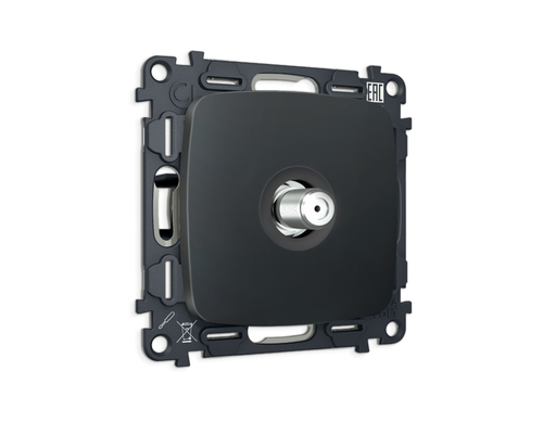 MO913050 Комплект механизма TV розетки SAT 5-2400MHz 3.5dB OMEGA Графит Мягкое касание QUANT (OP9130, VM215)