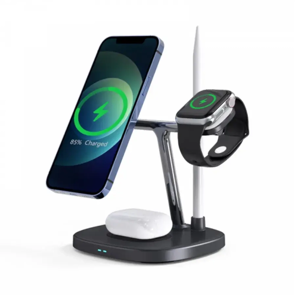 Беспроводное зарядное устройство WIWU M8 Power Air 15W 4 в 1 для смартфона/Apple Watch/AirPods/Apple Pencil (1st Generation) (черный)