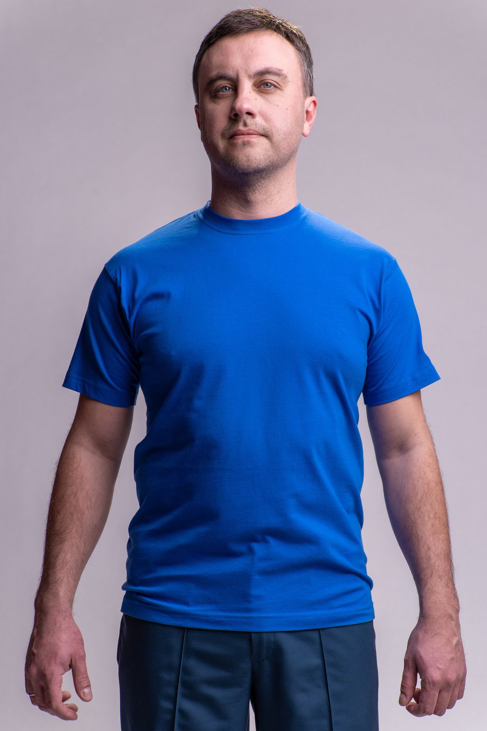 Футболка мужская МЧС цв. василек (вышивка)