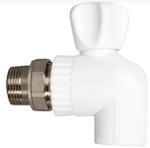 Кран полипропиленовый шаровый угловой для подключения радиатора PN25 d25х3/4" наружная резьба