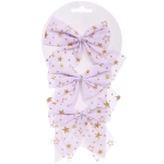 Бант на ёлку «Звездопад» 11*11 см (набор 3 шт), Белый/золото