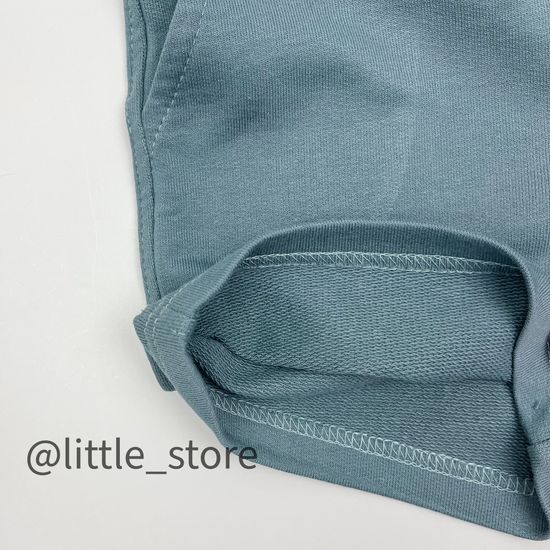 Шорты из футера "One love" Серо-зеленые