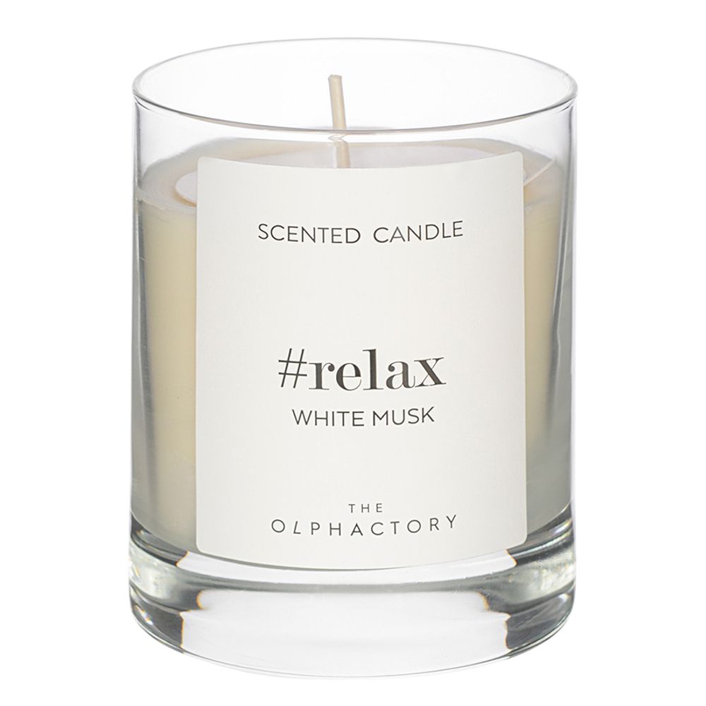 Свеча ароматическая The Olphactory, Relax Black, White Musk (новая), 40 ч