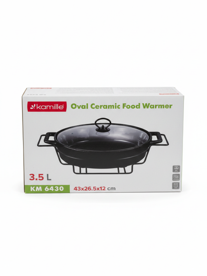Мармит керамический 3,5 л. овальный Kamille KM 6430 подставка на 2 свечи