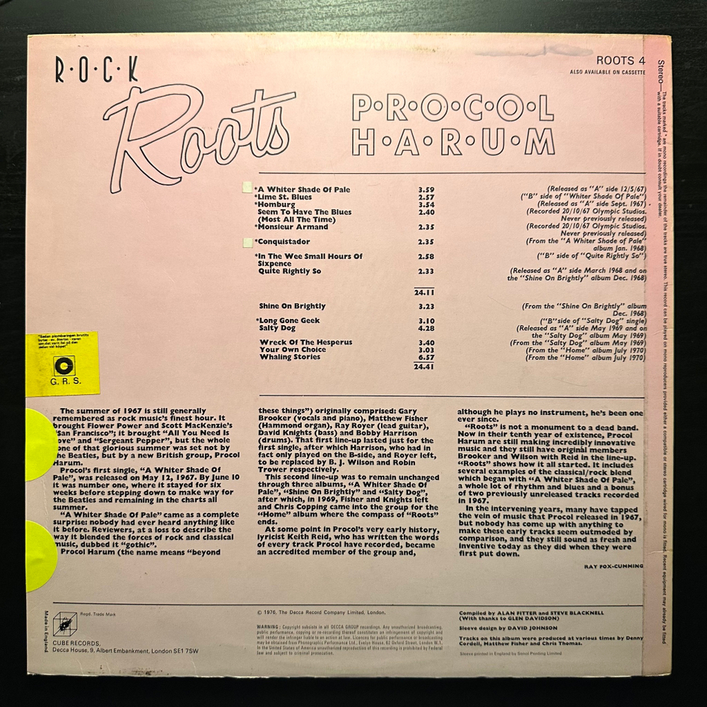 Procol Harum - Rock Roots (Англия 1976г.)