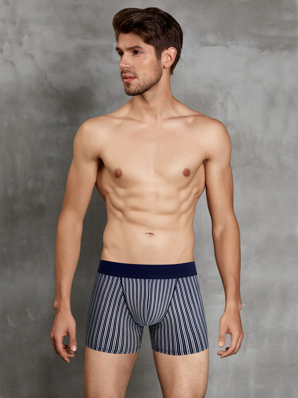 Мужские трусы-боксеры в полоску Doreanse Stripes (Размер: L) (Цвет: темно-синий)