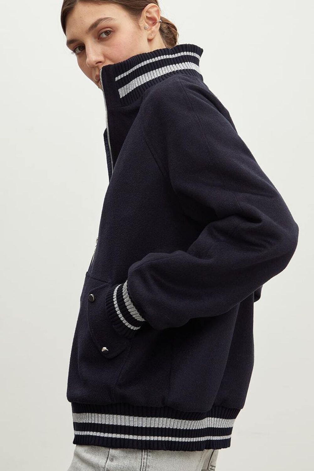 Бомбер чернильно-синий шерсть