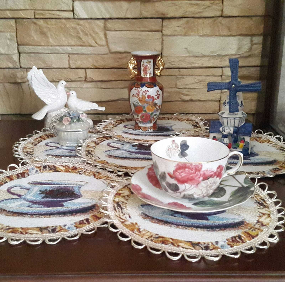 Набор декоративных сервировочных салфеток (d 20) Чайная - 6 шт.