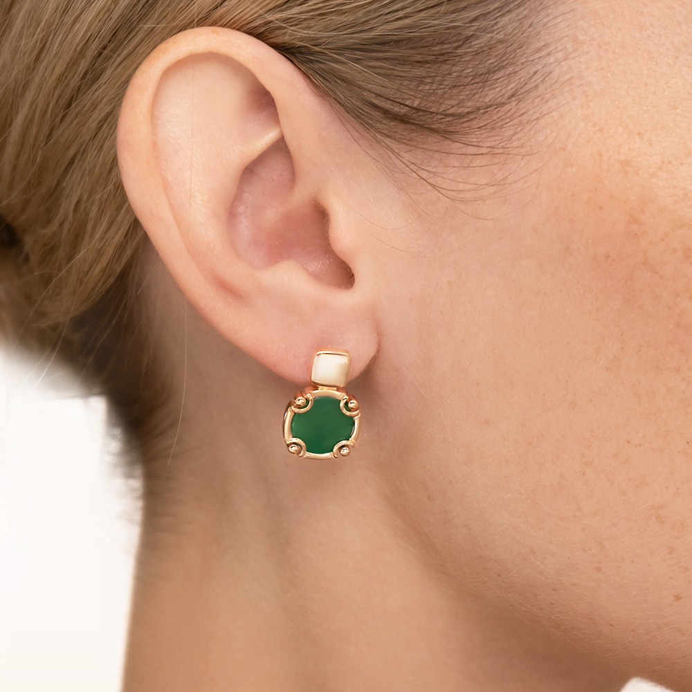 Серьги с английским замком из красного золота с агатом