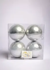 Набор пластиковых шаров Глория 100 мм., жемчужный перламутр, 4 шт., ЕлкиТорг (150422)