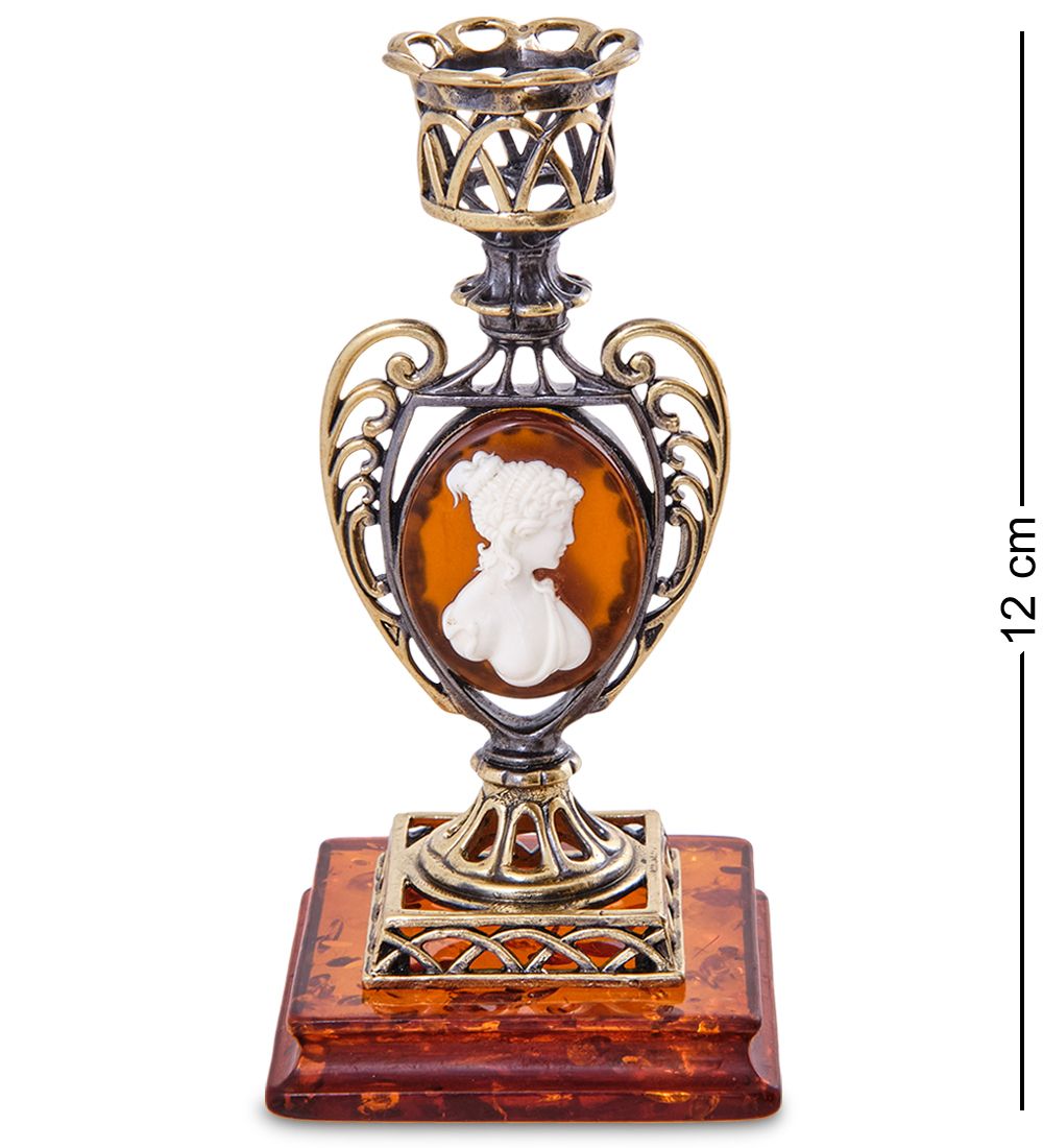 Народные промыслы AM-2955 Подсвечник «Камея» (латунь, янтарь)