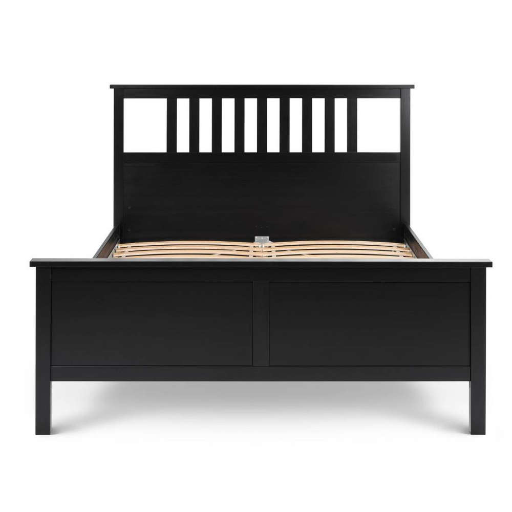 Двуспальная кровать, КЫМОР (HEMNES), 160х200 см, черный/светло-коричневый