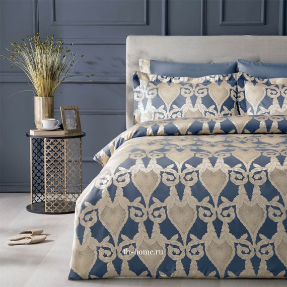 Постельное белье BERTA синий жаккард deluxe TIVOLYO HOME Турция