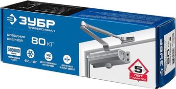 ЗУБР до 80 кг, цвет коричневый, дверной доводчик, Профессионал (37912-80)