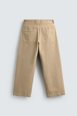 ZARA БРЮКИ С БРЫЗГАМИ КРАСКИ ЛИМИТИРОВАННАЯ СЕРИЯ, ПЕСОЧНЫЙ