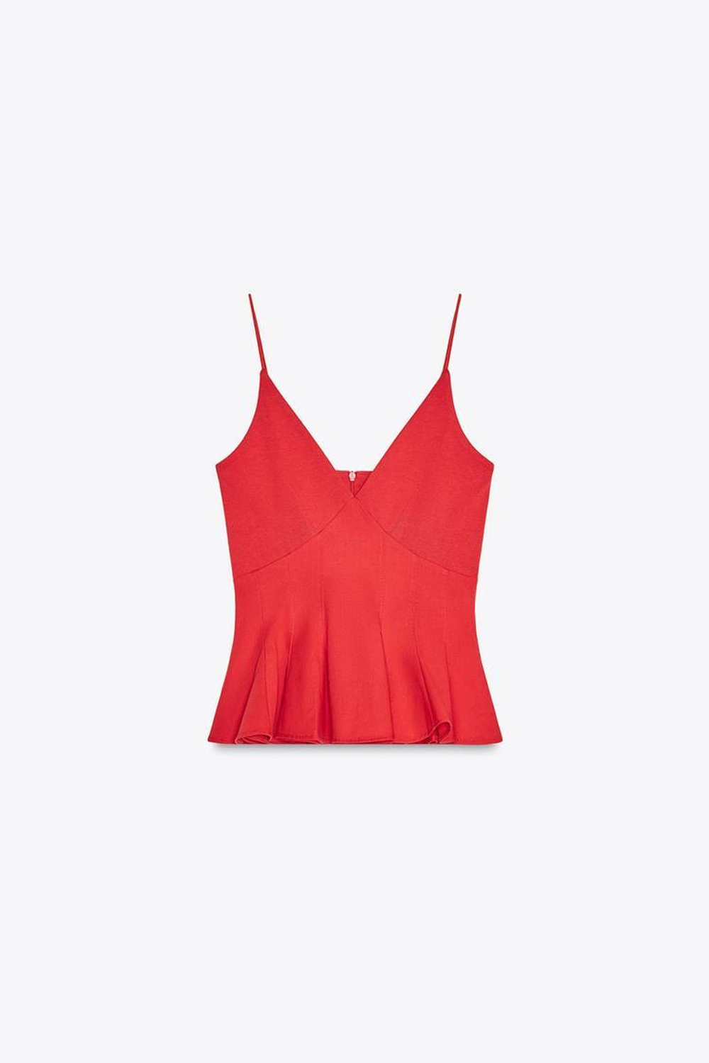 ZARA ТОП ИЗ ПОПЛИНА С БАСКОЙ, КОРАЛЛОВО-КРАСНЫЙ