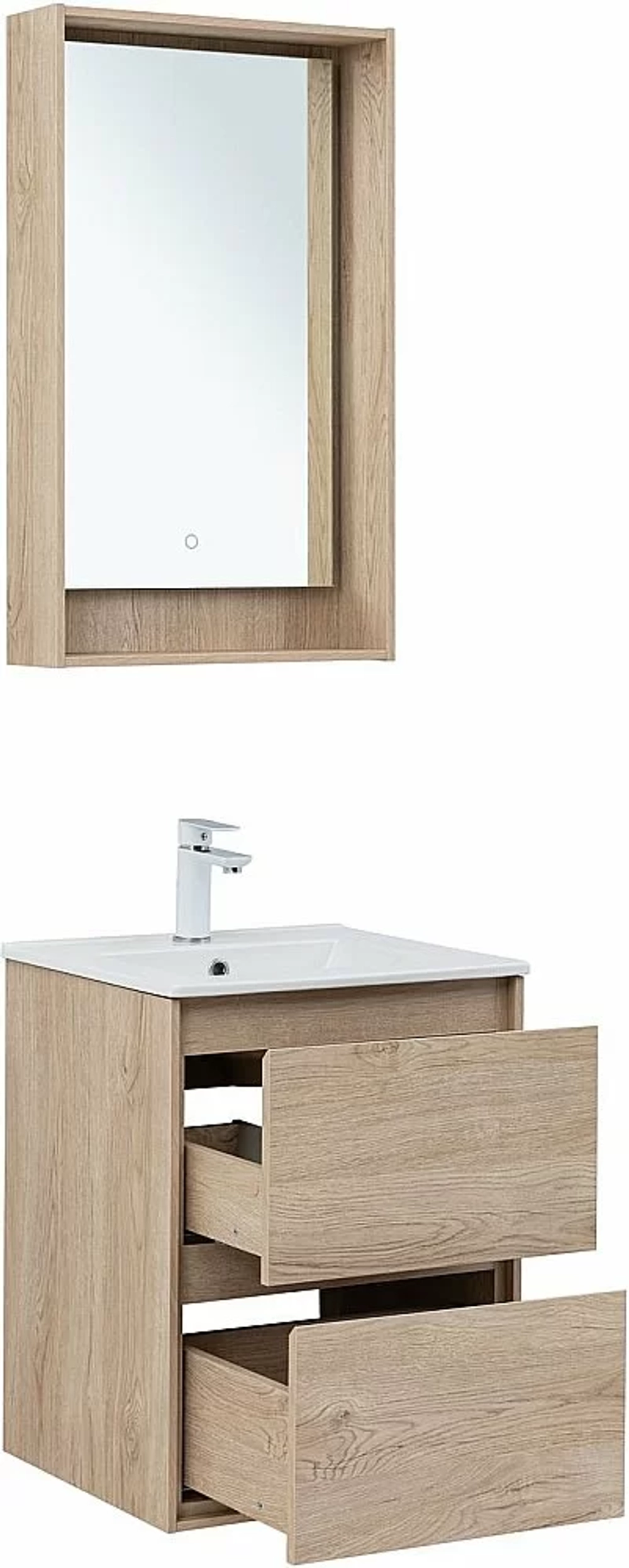 Тумба с раковиной Aquanet Милан 336381/330428 50 дуб светлый