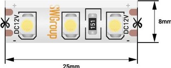 Светодиодная влагозащищенная лента SWG 9,6W/m 120LED/m 3528SMD желтый 5M 000966