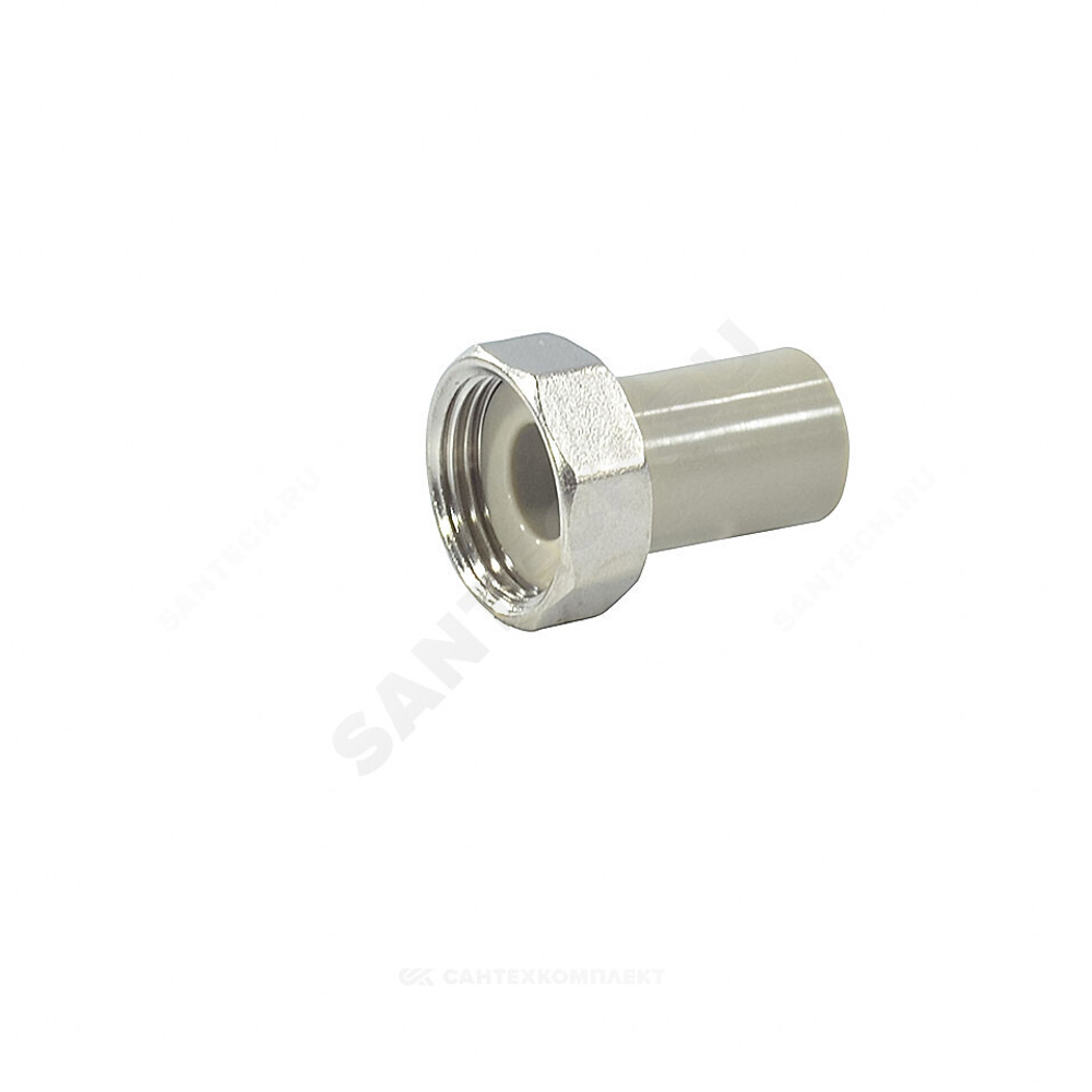 Штуцер PP-R комбинированный серый Дн 20х3/4" с накидной гайкой VALFEX 10136020Г