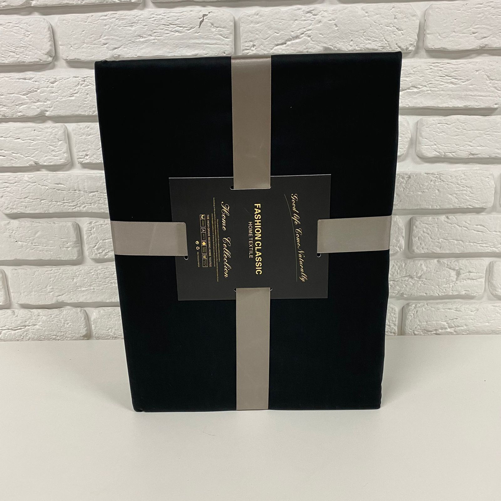 Комплект постельного белья ЕВРО 100% Сатин однотонный черный